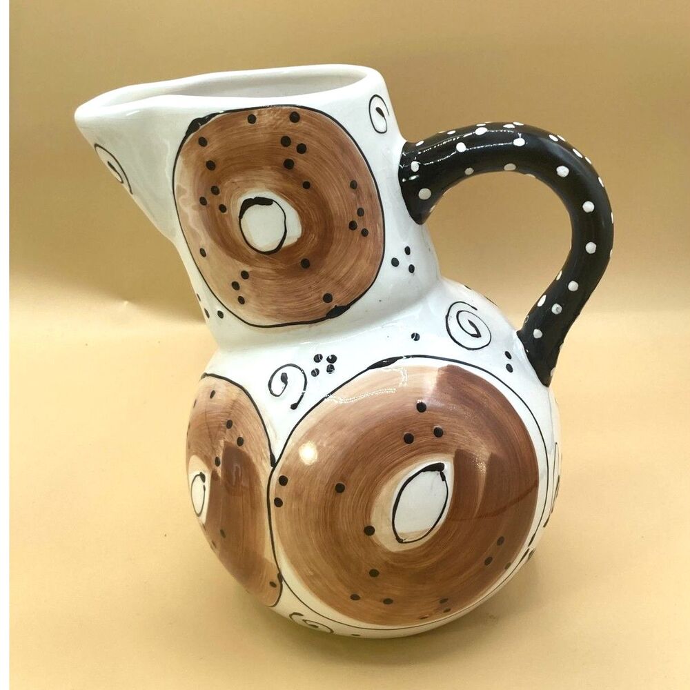 with Love Joanne Delomba Bagel Pitcher Ceramic 8" tall